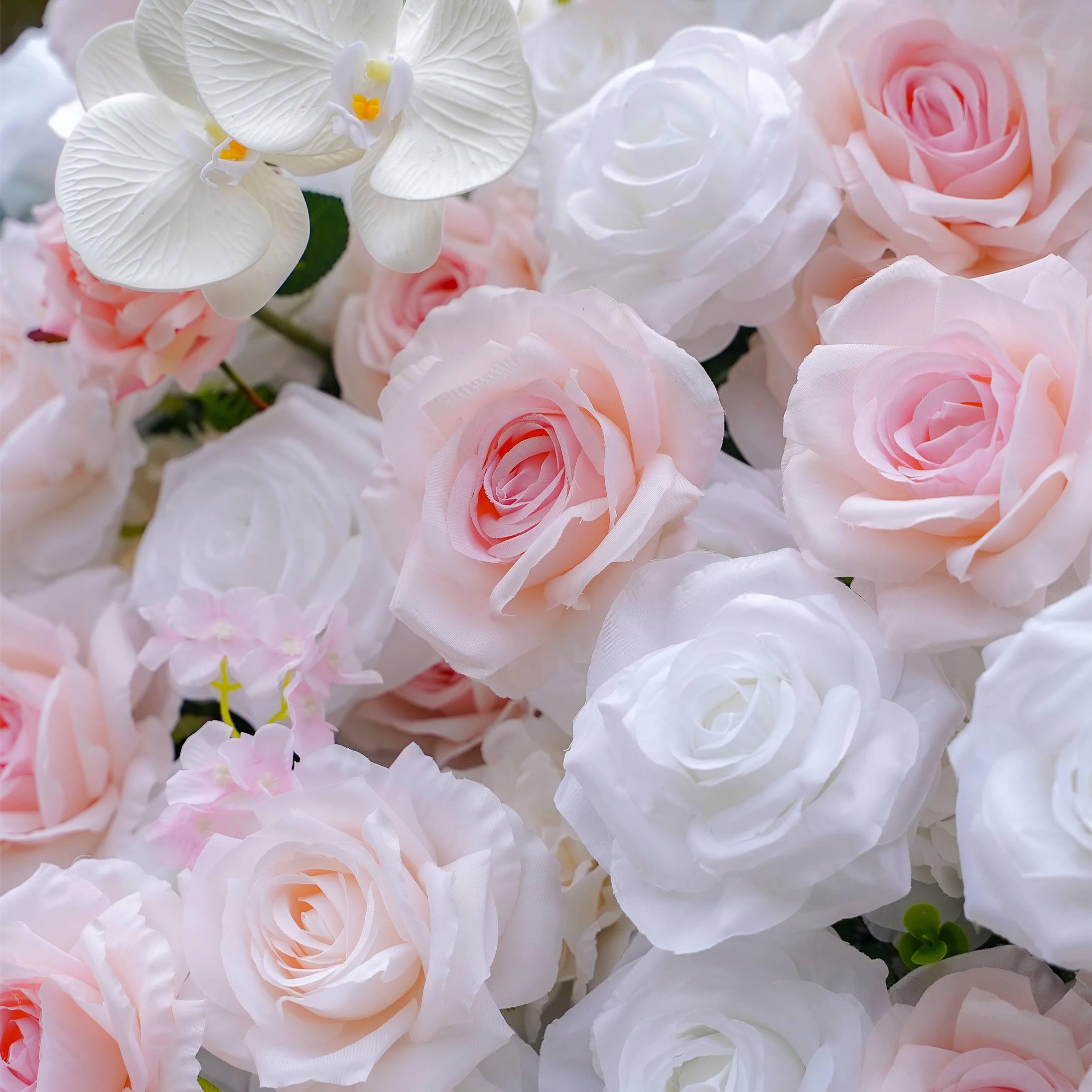 White and Pink Flower Wall Rental in Tampa