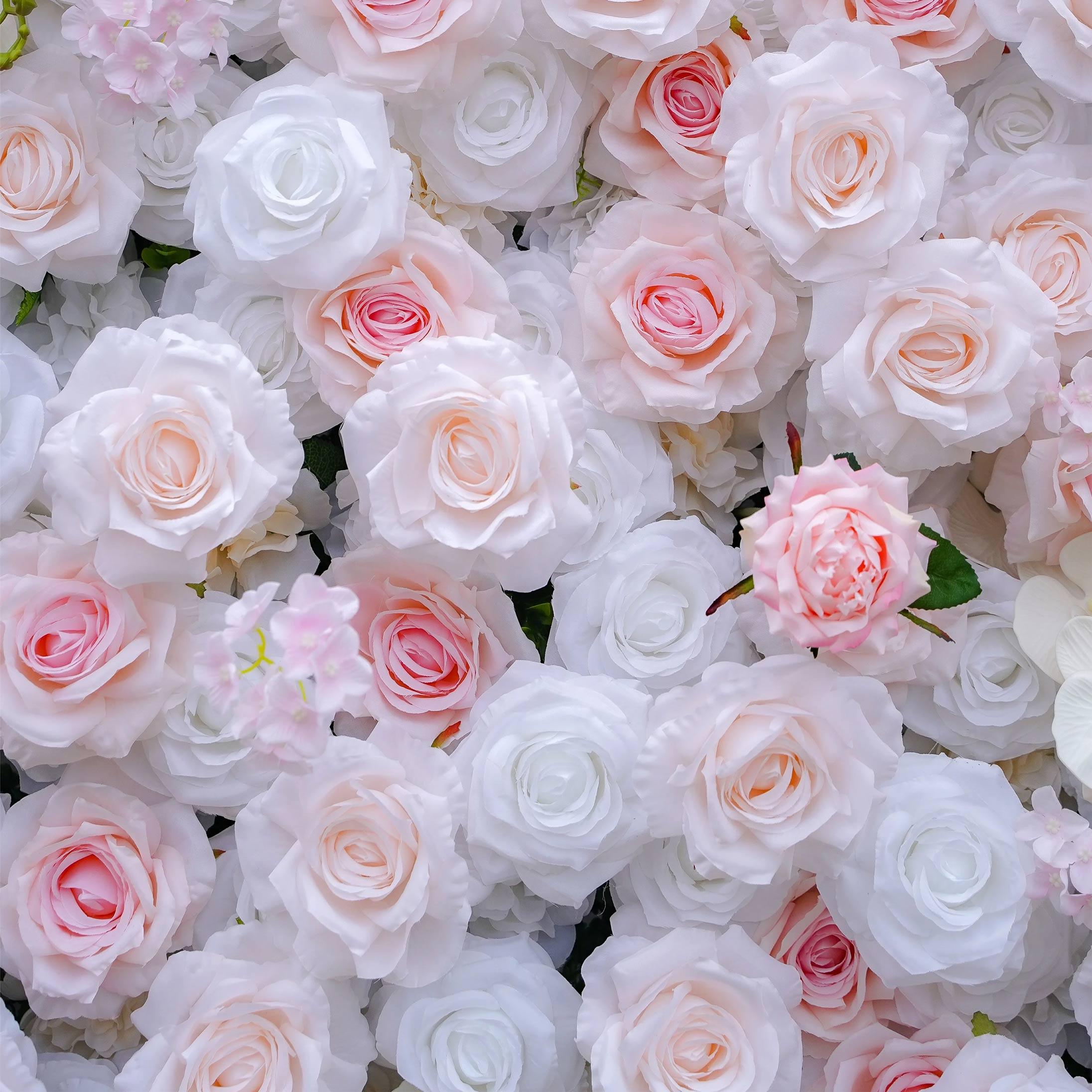 White and Pink Rose Flower Wall Rental Tampa